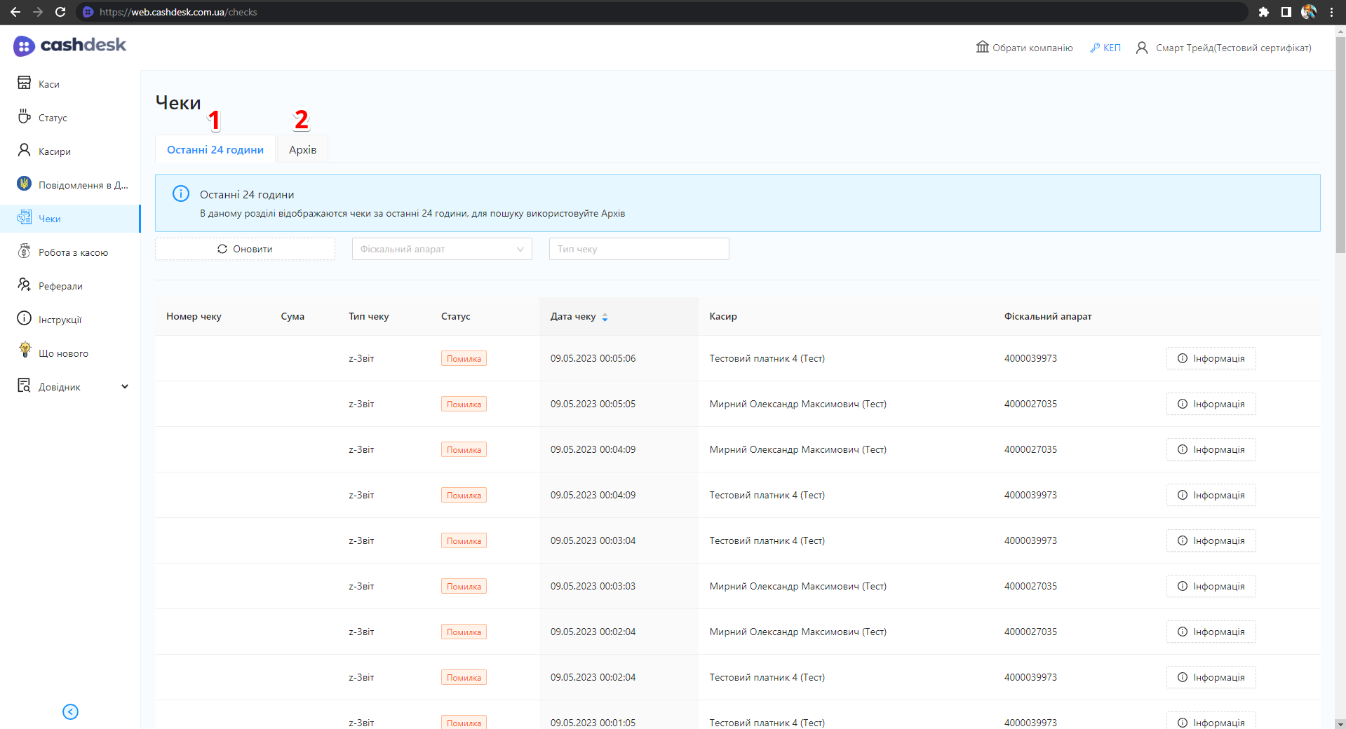 Вкладки розділу Чеки image2